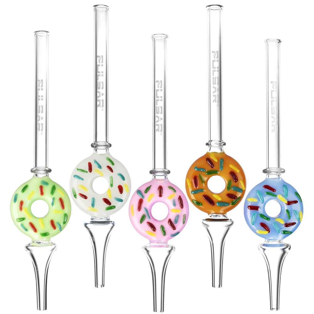 Pulsar Frosted Donut Dab Straw - 9" / Colors Vary - Smoke N’ Poke