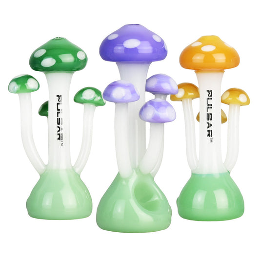 Pulsar Mushroom Family Hand Pipe - 3.5"/Colors Vary - Smoke N’ Poke