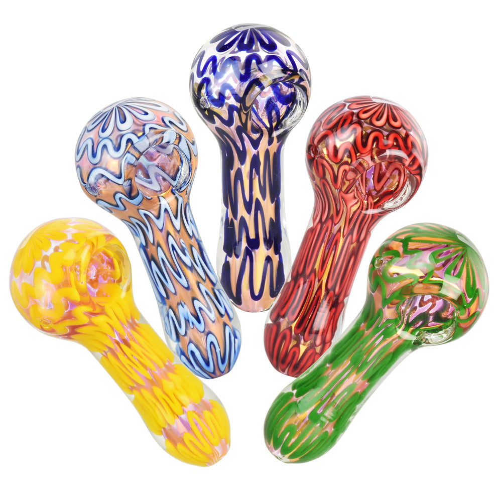 5PC SET - Pulsar Groovy Galore Spoon Pipe -4"/Assorted - Smoke N’ Poke