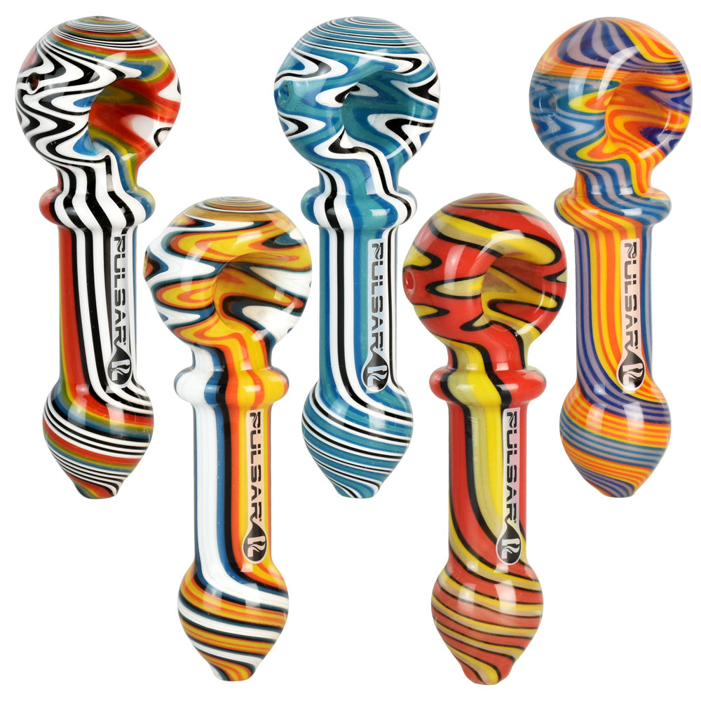 5PC SET - Pulsar Wig Wag Candy Spoon Pipe - 4.5"/ Asst Colors - Smoke N’ Poke