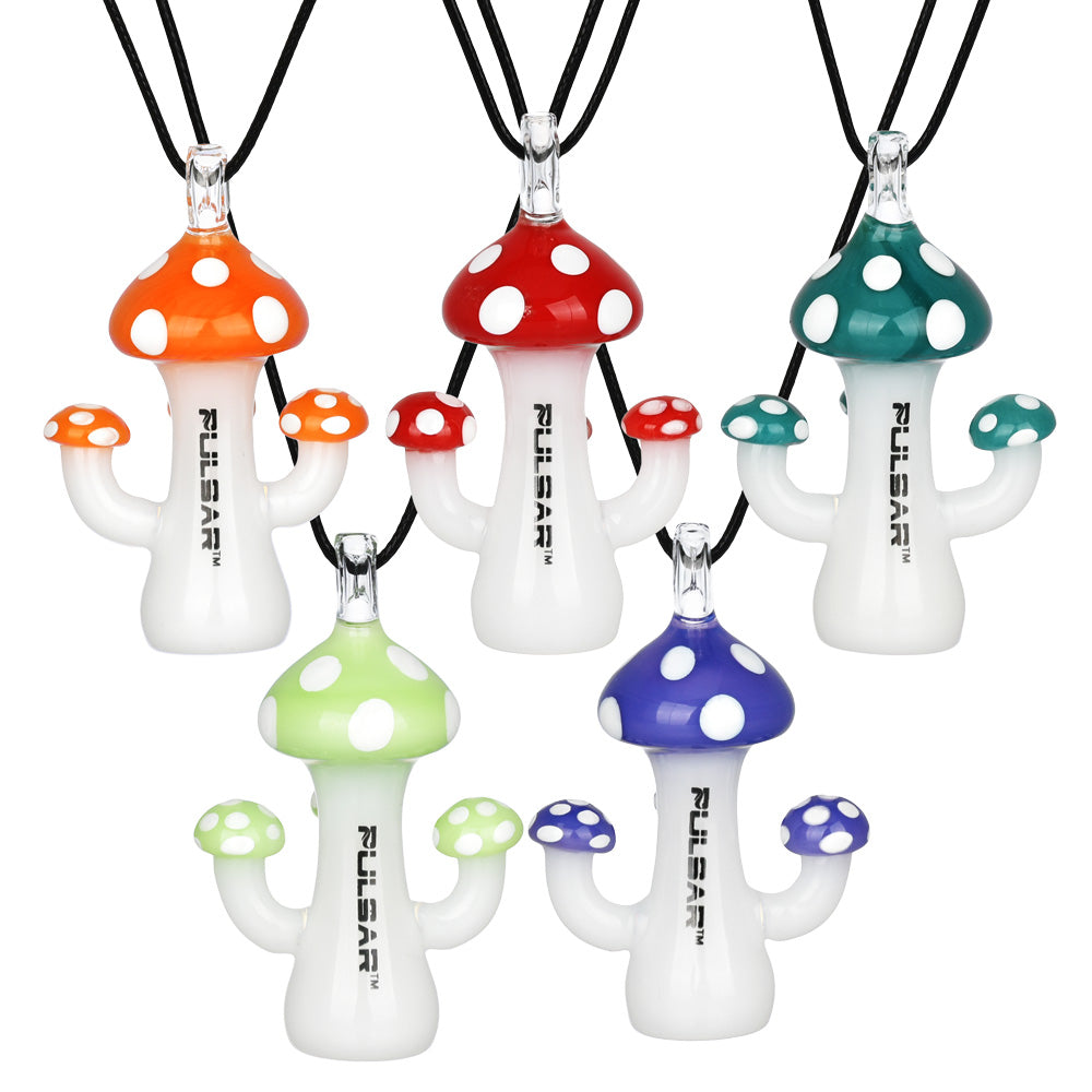 5pc Set - Pulsar Mushroom One Hitter Necklace - 3" / Assorted Colors