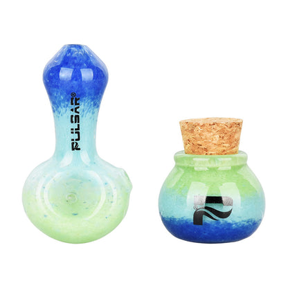 Pulsar Puff & Stash Glass Spoon Pipe & Jar | 2.5" - Smoke N’ Poke