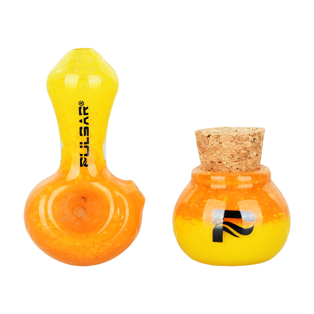 Pulsar Puff & Stash Glass Spoon Pipe & Jar | 2.5" - Smoke N’ Poke