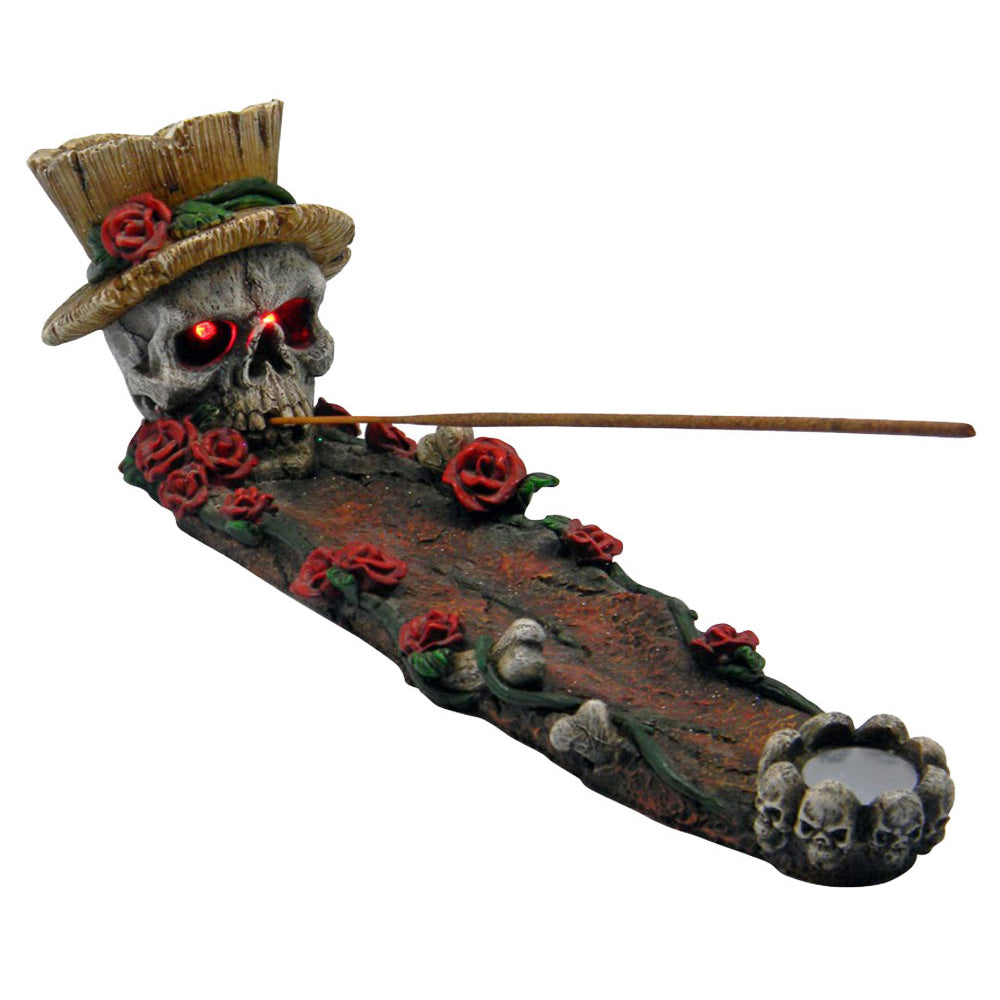 Skull w/ Roses Incense Burner - Smoke N’ Poke