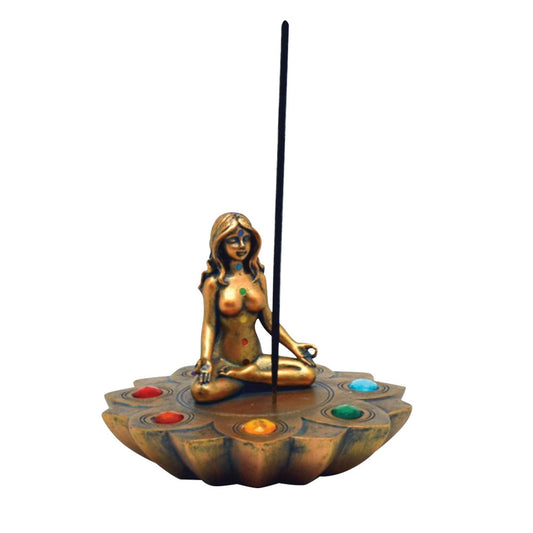 Bronze Chakra Stones Incense Burner - Smoke N’ Poke