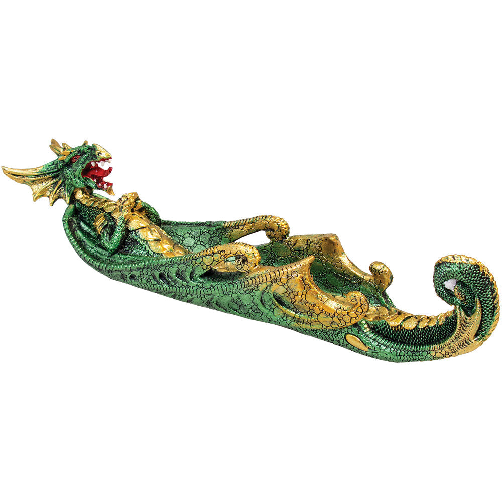 Green Dragon Incense Burner - Polyresin / 12" - Smoke N’ Poke