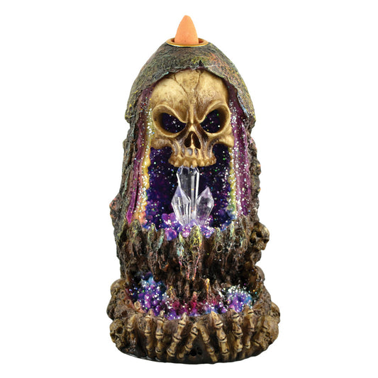 Geode Skull Backflow Incense Burner w/ LED - Smoke N’ Poke