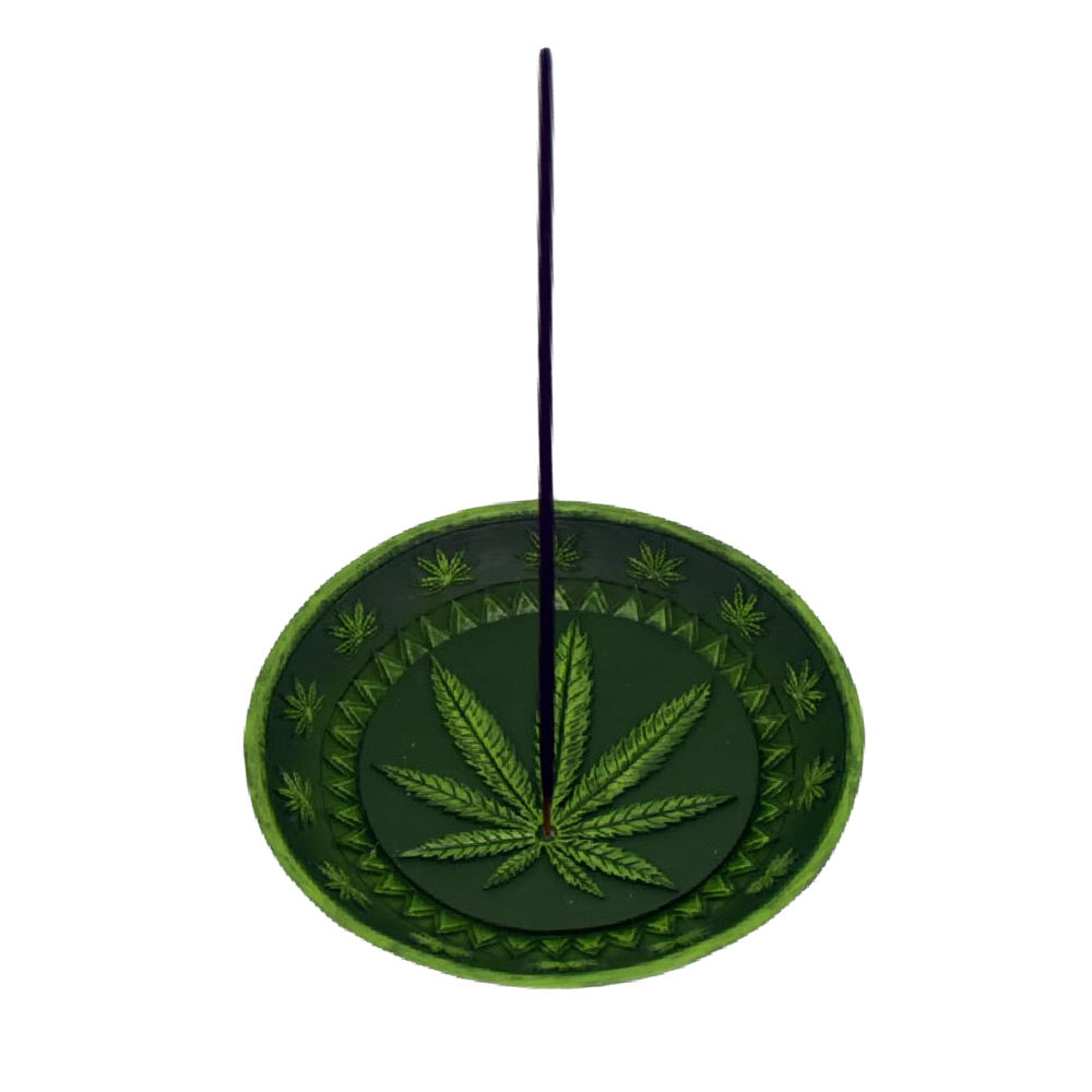 Hemp Leaf Dish Incense Burner - Smoke N’ Poke