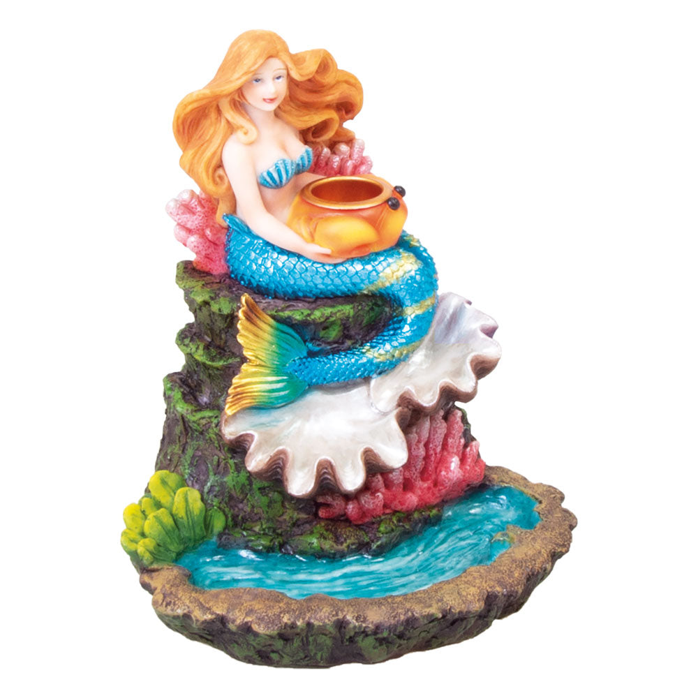 Relaxing Mermaid with Crab Backflow Cone Burner - 6" - Smoke N’ Poke