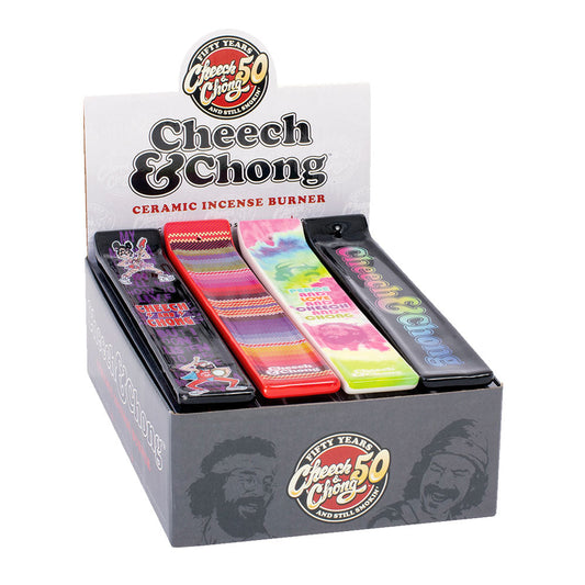 12PC DISP - Quemador de incienso de cerámica Cheech &amp; Chong - 10.5"/Asst