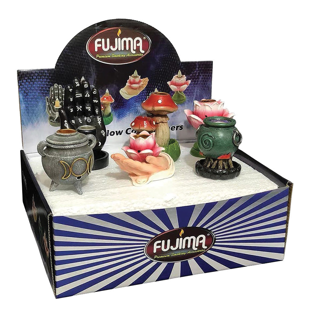 6PC DISPLAY - Fujima Mini Backflow Incense Burner - Assorted Designs #3 - Smoke N’ Poke