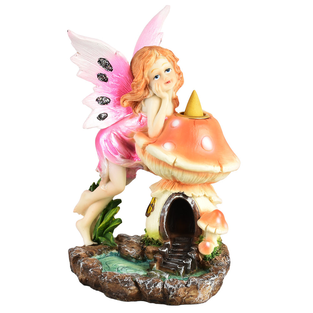 Mushroom House & Fairy Backflow Incense Burner - 7" - Smoke N’ Poke