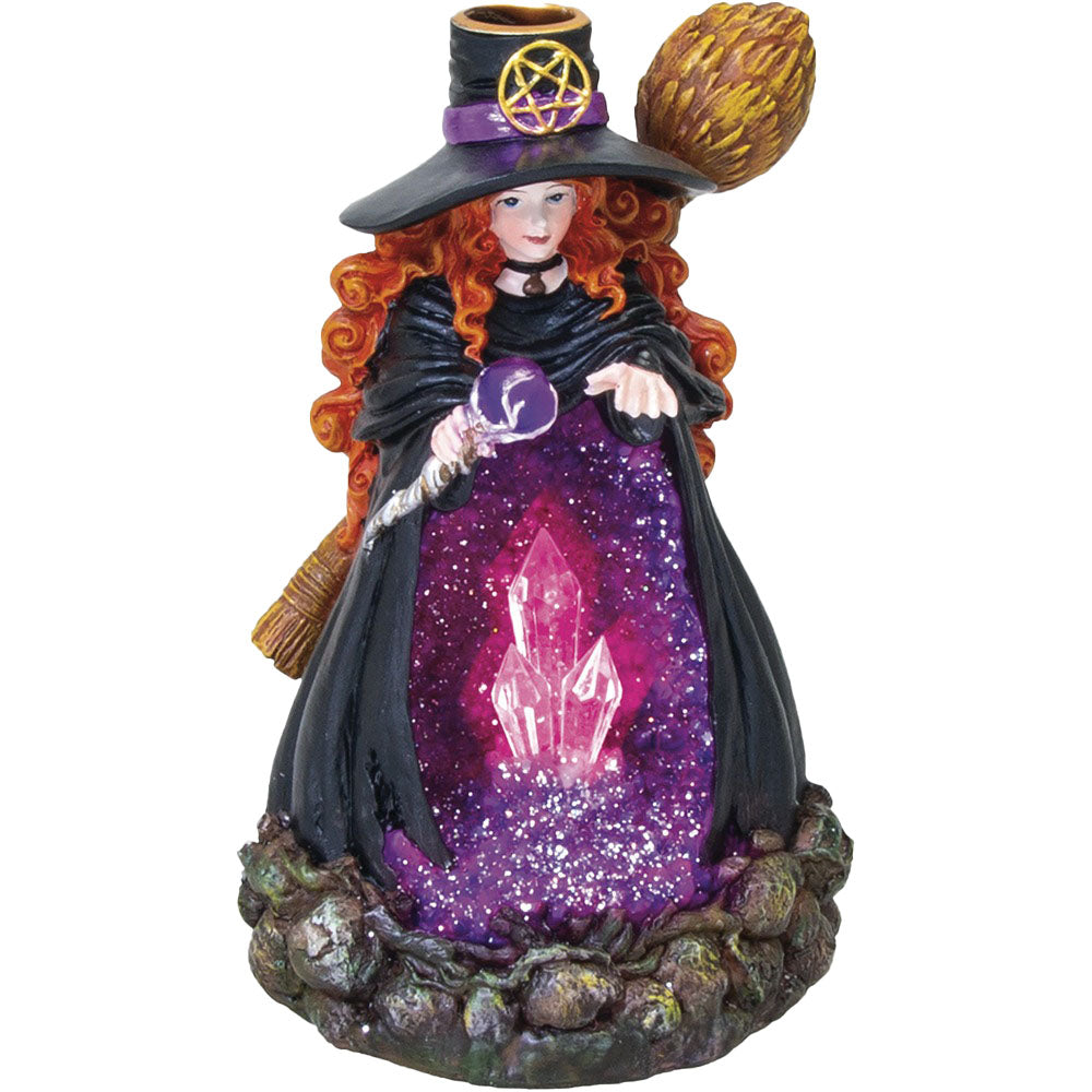 Fujima Purple Witch Backflow Incense Burner w/ LED - 6.75" - Smoke N’ Poke