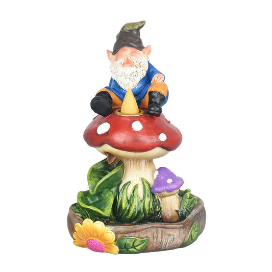 Gnome On A Mushroom Backflow Incense Burner - 7" - Smoke N’ Poke