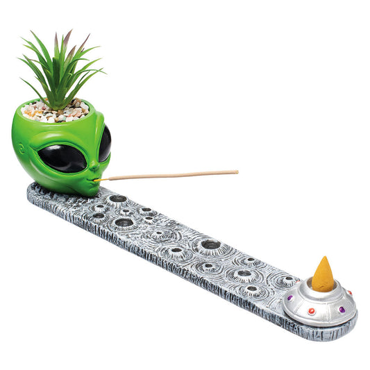 Fujima Alien Incense Burner with Faux Plant - 12.5" - Smoke N’ Poke