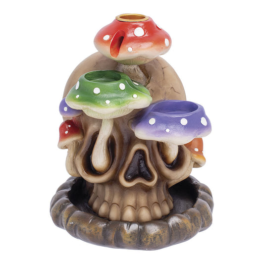 Fujima Tri-Mushroom Skull Backflow Incense Burner - 6" - Smoke N’ Poke