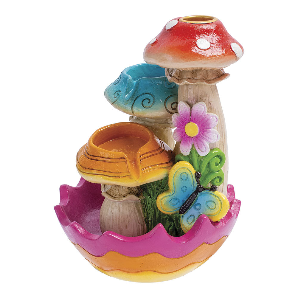 Fujima Tri-Mushroom Flower Backflow Incense Burner - 6.5" - Smoke N’ Poke