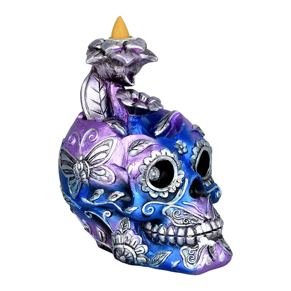 Quemador de Incienso Electro Sugar Skull Back Flow - 6"