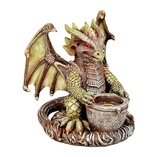 Rascally Dragon Decorative Polyresin Votive Candle Holder Figurine - 6.5"