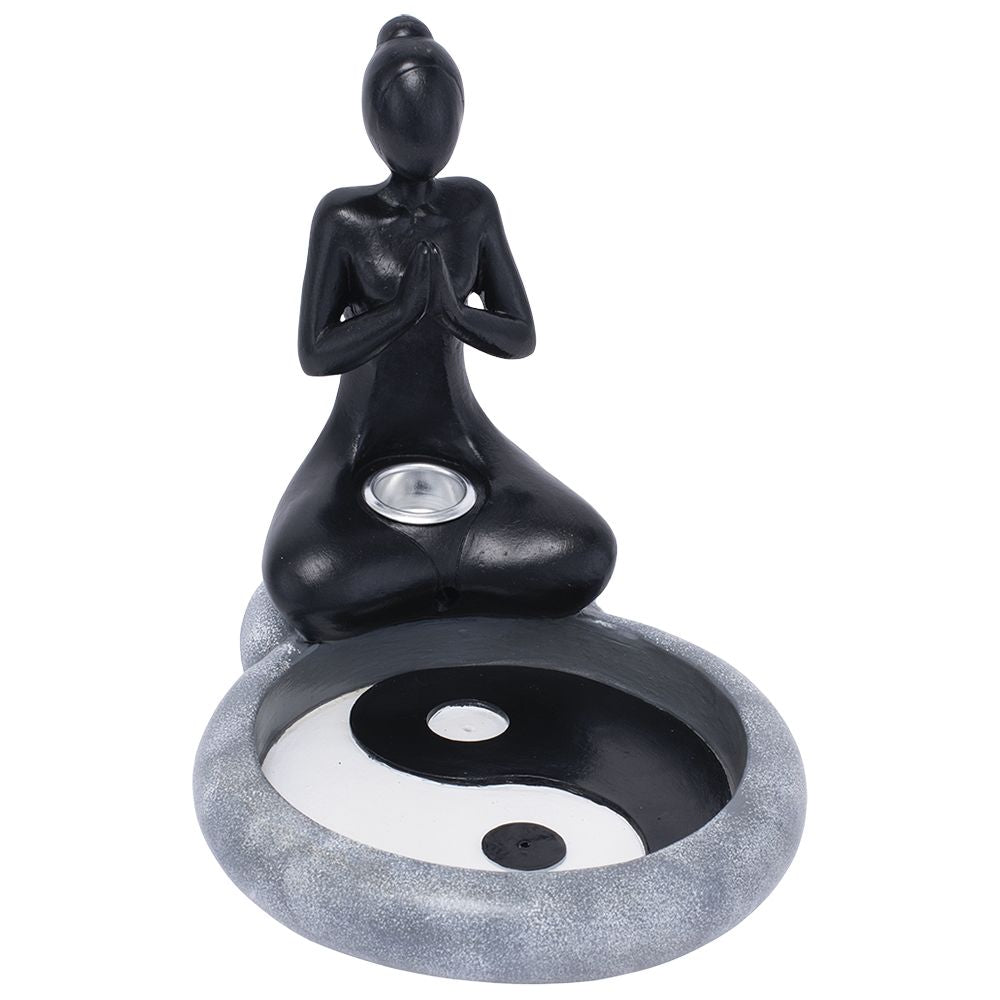 Fujima Yin Yang Yoga Backflow Cone Polyresin Incense Burner - 6"