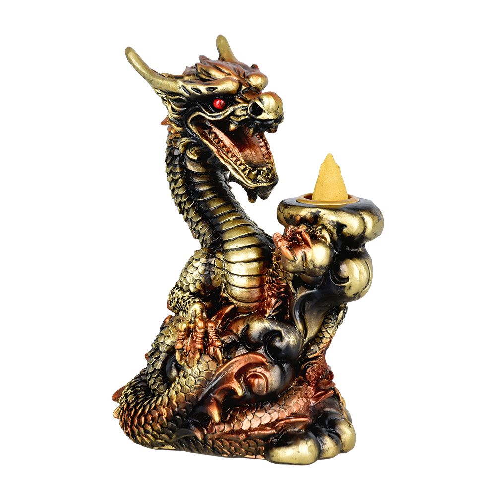 Copper Dragon Backflow Cone Incense Burner - 6"