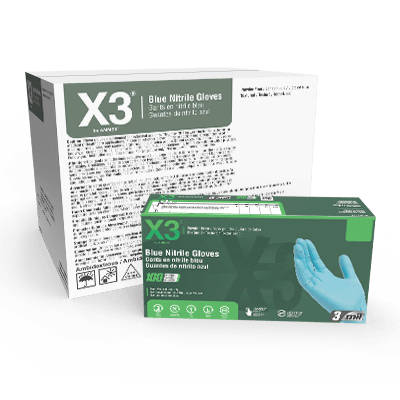 X3 Blue Nitrile Powder Free Industrial Gloves (Case of 1000 Gloves/10 Boxes)