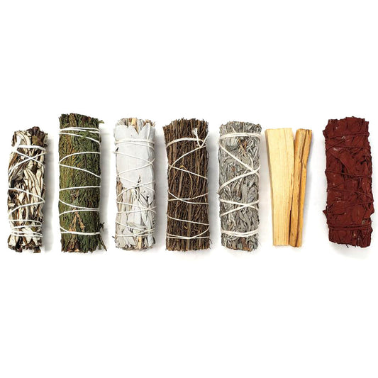 7PC SET - Sage Smudging Sampler - 4" / Assorted - Smoke N’ Poke