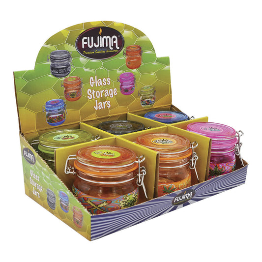 6PC DISPLAY - Fujima Dank Tank Airtight Glass Jar - 150mL/Assorted Designs - Smoke N’ Poke