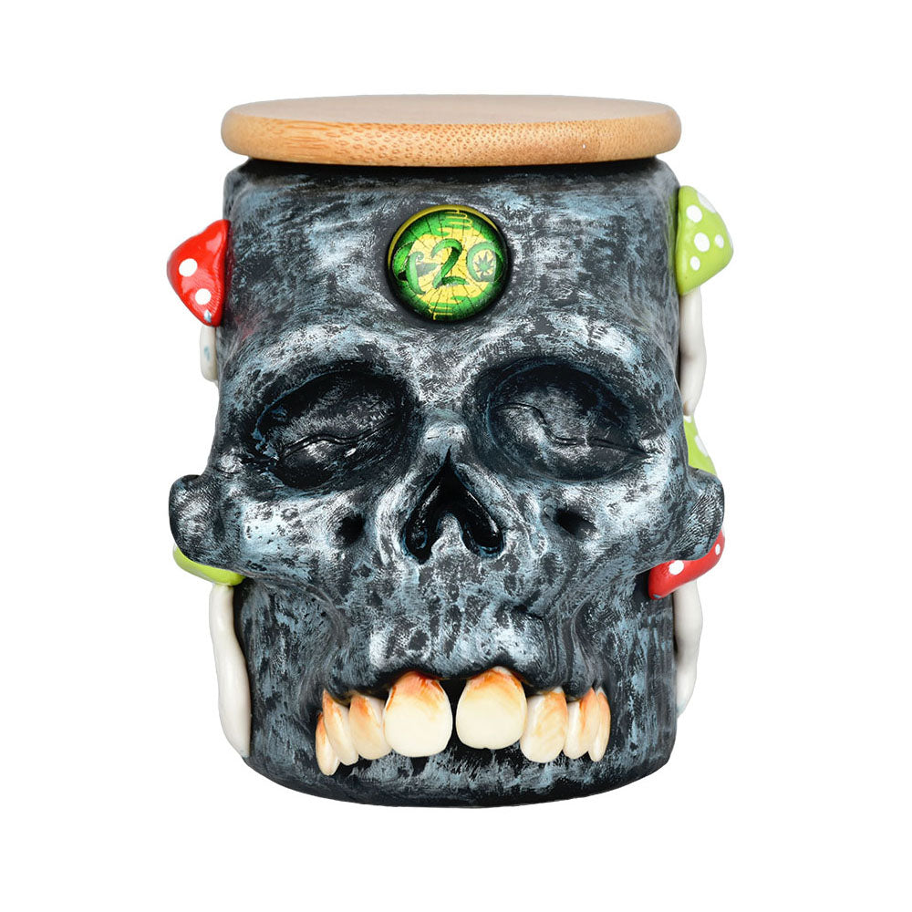 Pulsar Third Eye Shroom Skull Glass Jar - 4.25" - Smoke N’ Poke