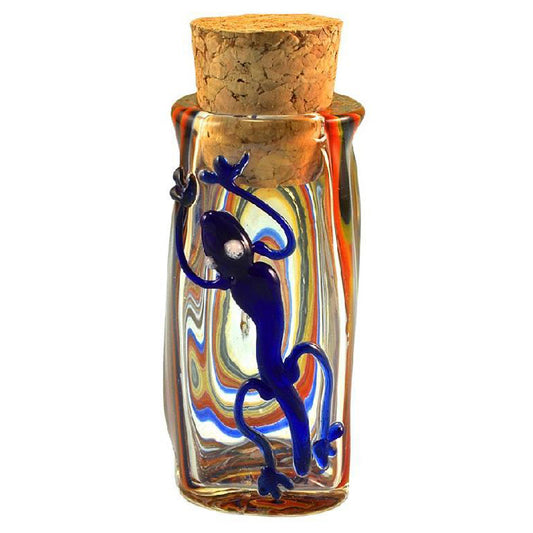 Lizard Swirl Hand Blown Pyrex Jar w/Cork - Smoke N’ Poke