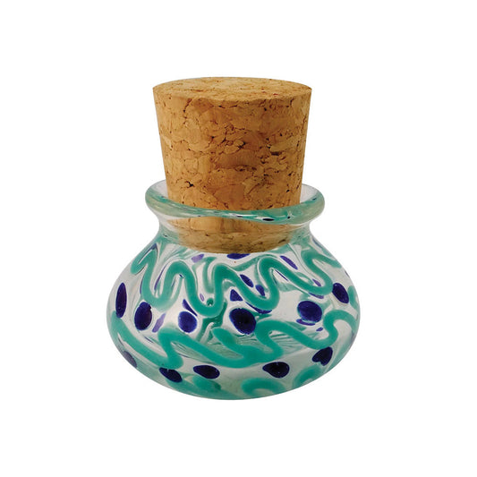 2.5" Multicolored Glass Jar w/ Squiggles & Dots - Includes C - Smoke N’ Poke