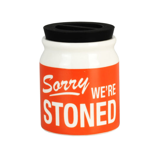 Sorry We're Stoned Ceramic Stash Jar w/ Silicone Lid - Smoke N’ Poke