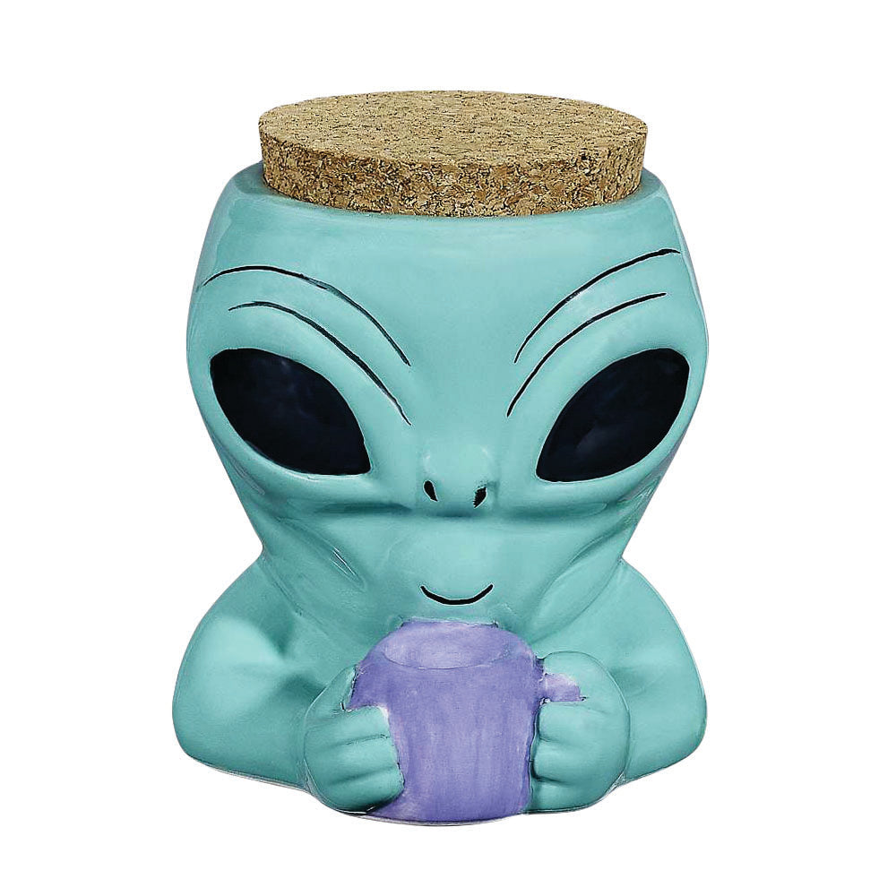 Alien Ceramic Stash Jar - 4" - Smoke N’ Poke