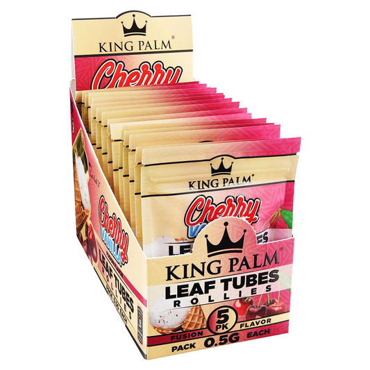 King Palm Hand Rolled Leaf | 5pk | Rollie | Cherry Vanilla | 15pc Display - Smoke N’ Poke