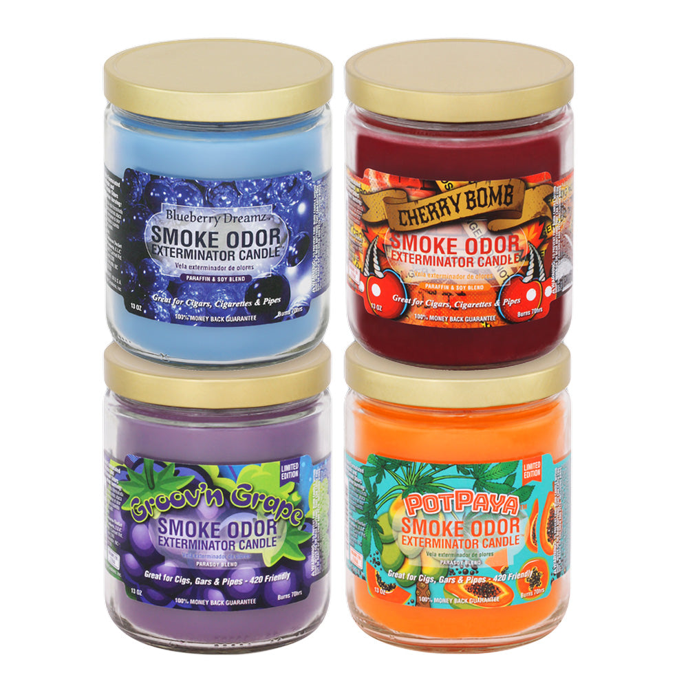 12pc Box - Smoke Odor Exterminator Candles - 13oz / Berry Mix - Smoke N’ Poke