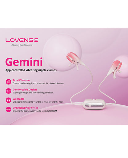 Lovense Gemini Vibrating Nipple Clamps - Pink