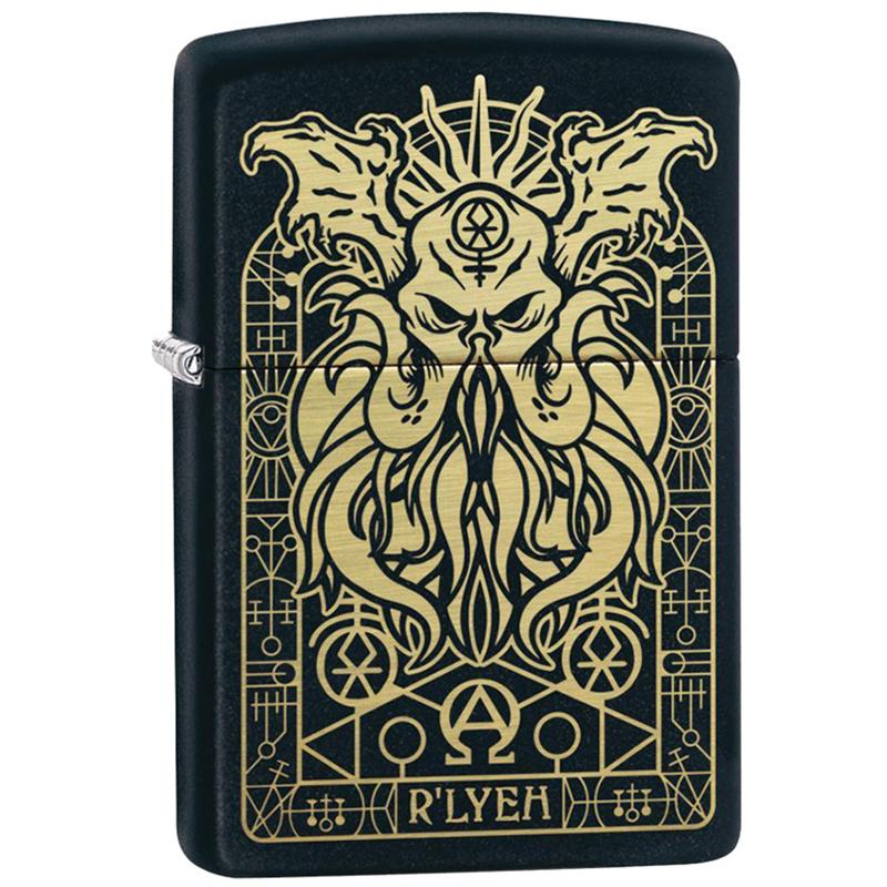 Zippo Lighter | Lovecraft Monster Design | Black Matte - Smoke N’ Poke