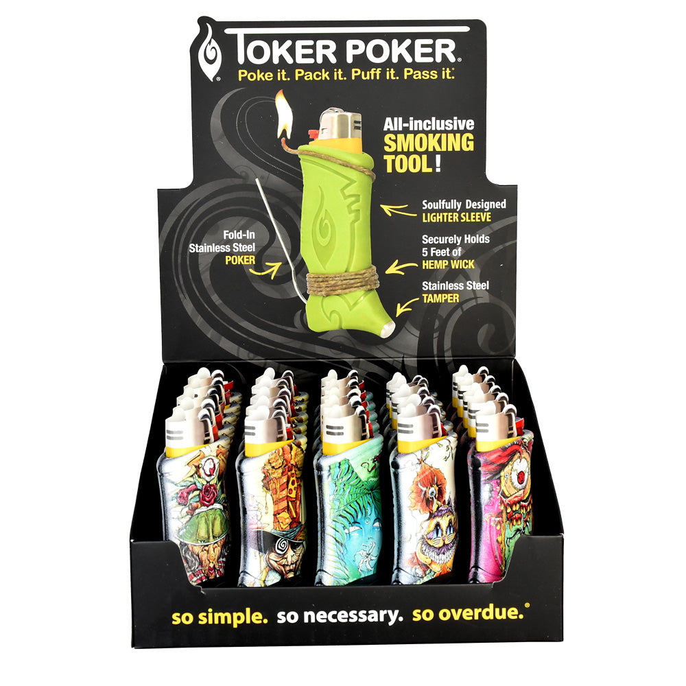 25PC DISPLAY- Toker Poker Lighter Sleeve- Asst Sean Dietrich - Smoke N’ Poke