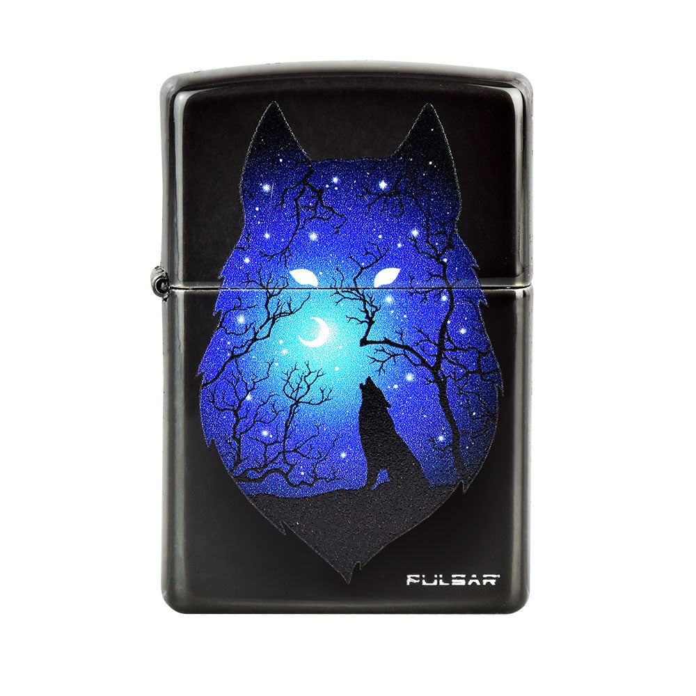 Zippo Lighter - Pulsar Wolf & Stars - Black Ice - Smoke N’ Poke