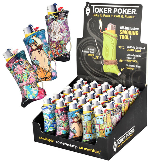 25PC DISP - Pulsar Design Series Toker Poker Lighter Sleeve - Asst - Smoke N’ Poke