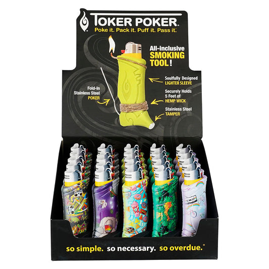 25PC DISP - Toker Poker Lighter Sleeve - Flashback/Asst - Smoke N’ Poke