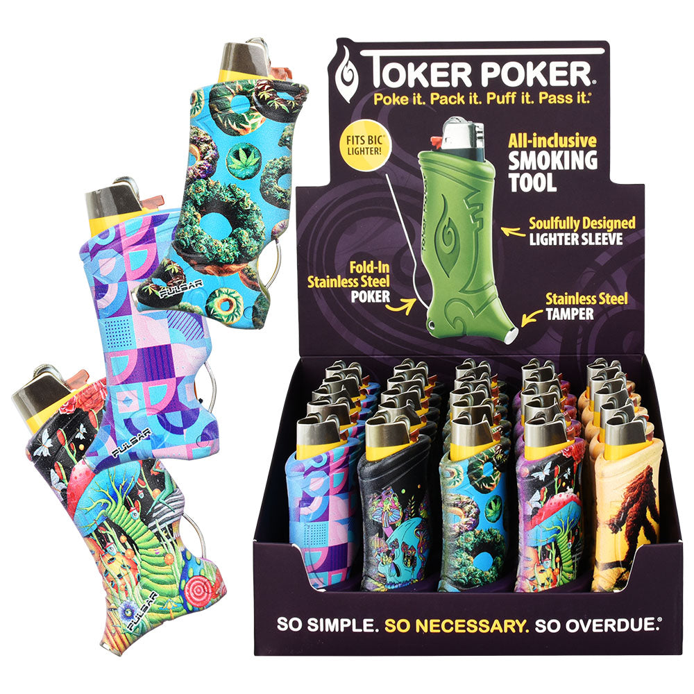 Pulsar Design Series Toker Poker Lighter Sleeve | Series 2 | Assorted | 25pc Display - Smoke N’ Poke