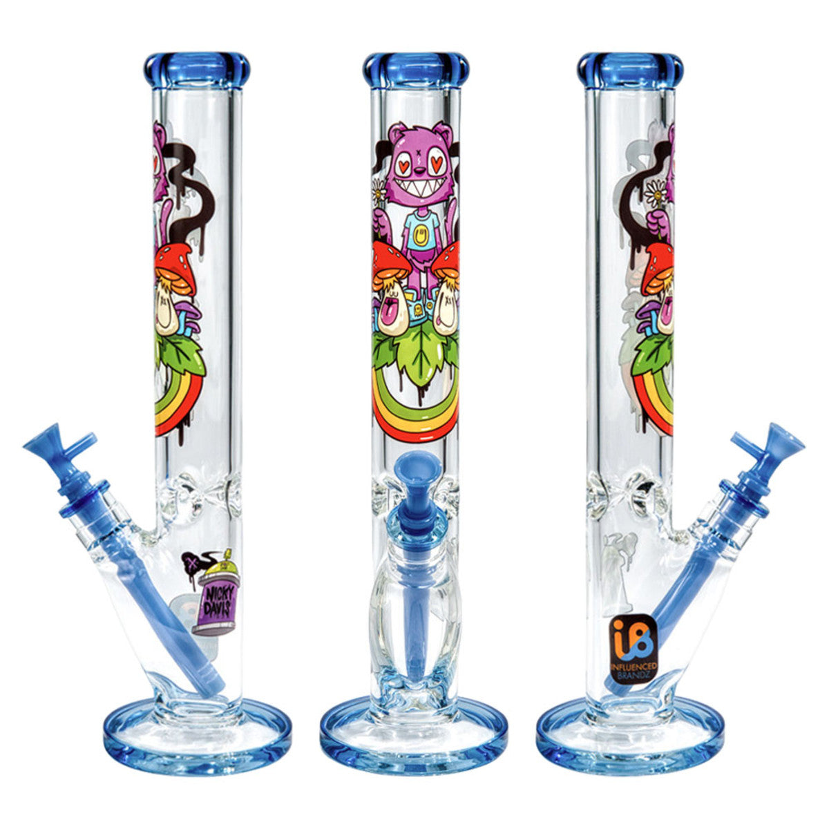 Nicky Davis Ghost Gang Straight Tube Water Pipe | 15.75" | 14mm F - Smoke N’ Poke