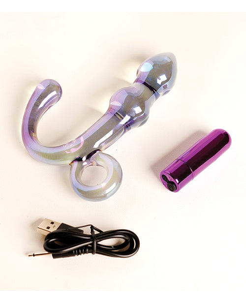 Cristal Orchid Pulse Glass Dildo w/Removable Bullet Vibe - Purple