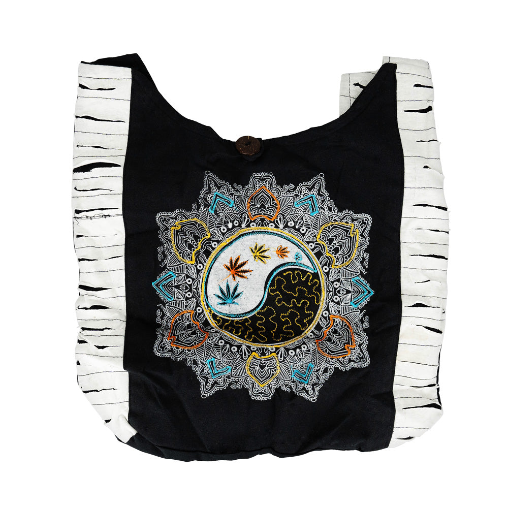 Yin Yang Hemp Leaf Mandala Sling Bag - 15"x15" - Smoke N’ Poke