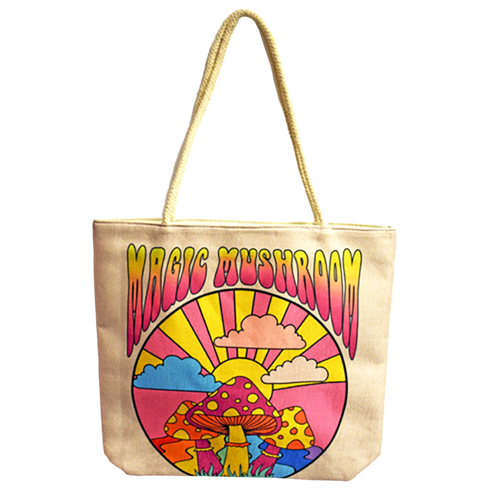 Bolso Tote con Asa de Cuerda de Yute Magic Mushroom - 17"x15"