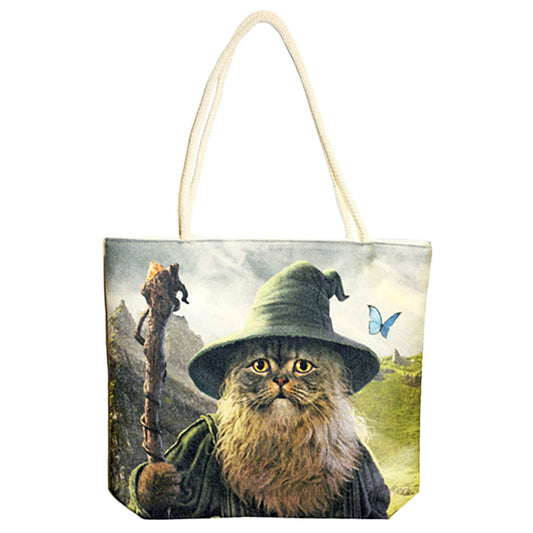 Catdalf The Cute Jute Rope-Handled Tote Bag - 17"x15" - Smoke N’ Poke