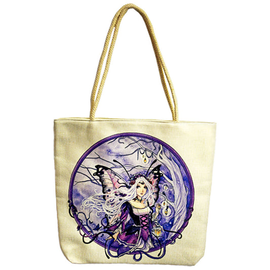 Fanciful Fairy Jute Rope-Handled Tote Bag - 17"x15" - Smoke N’ Poke