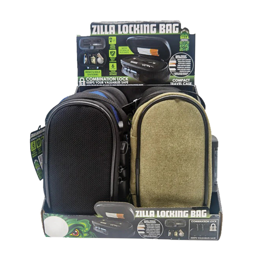 6PC DISP - Smokezilla Locking Padded Bag - 8"x5"/Asst Colors - Smoke N’ Poke