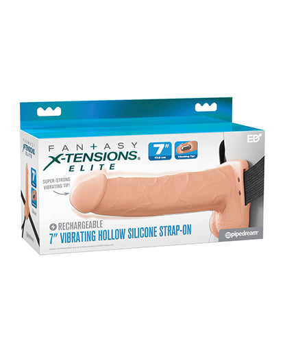 Fantasy X-Tensions Elite 7" Vibrating Hollow Strap-On - Brown